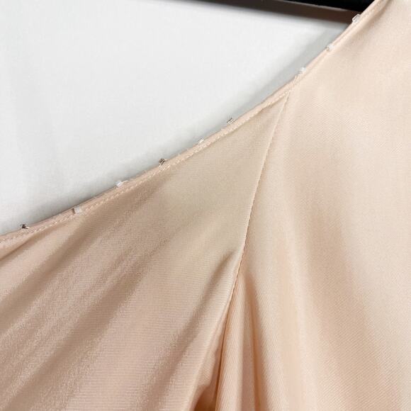 Ramy Brook XSmall Blush Pink The Jackson Cold Shoulder Studded Blouse Top Satin - Picture 5 of 13